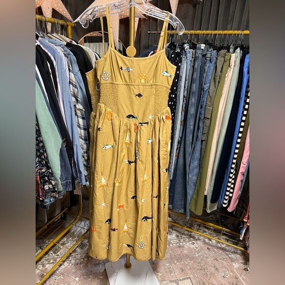 Maeve x Anthropologie Embroidered Fish MIDI Dress - Picture 6 of 9